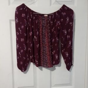 Hollister Maroon Floral Blouse